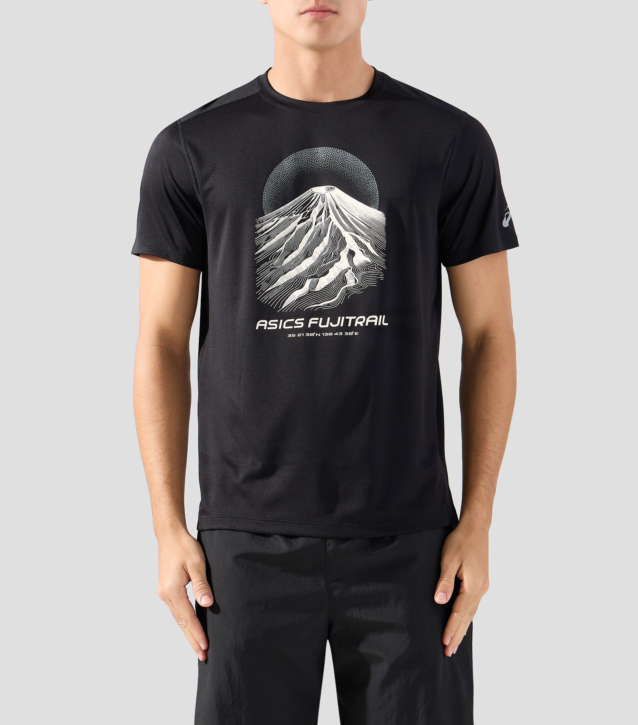 Playera para correr cuello redondo manga corta estampada Hombre